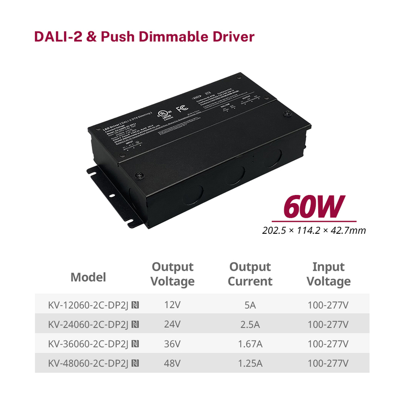DP2 60W 75W CV CCT DALI-2 Push Dimming LED Driver mei Junction Box