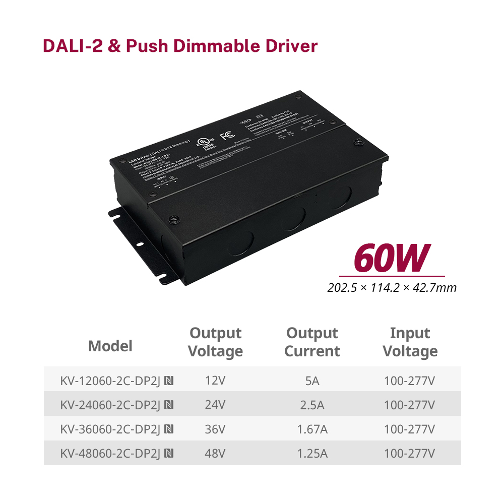 DP2 60W 75W CV CCT DALI-2 Push Dimming LED Driver mei Junction Box