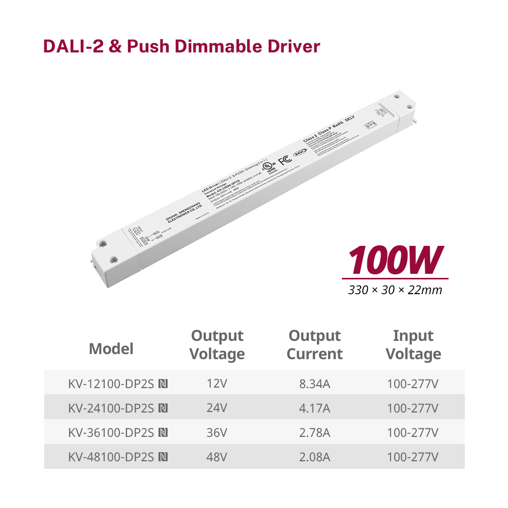 DP2 30W 36W 60W 96W 100W 150W CV DALI 2 Push Dimmable LED Driver Linear Plastic