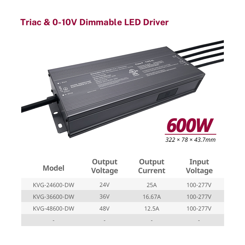 500W 600W Triac 0-10V Dimmable LED Οδηγός CV 100VOLT 110VOLT 120VOLT 277VOLT