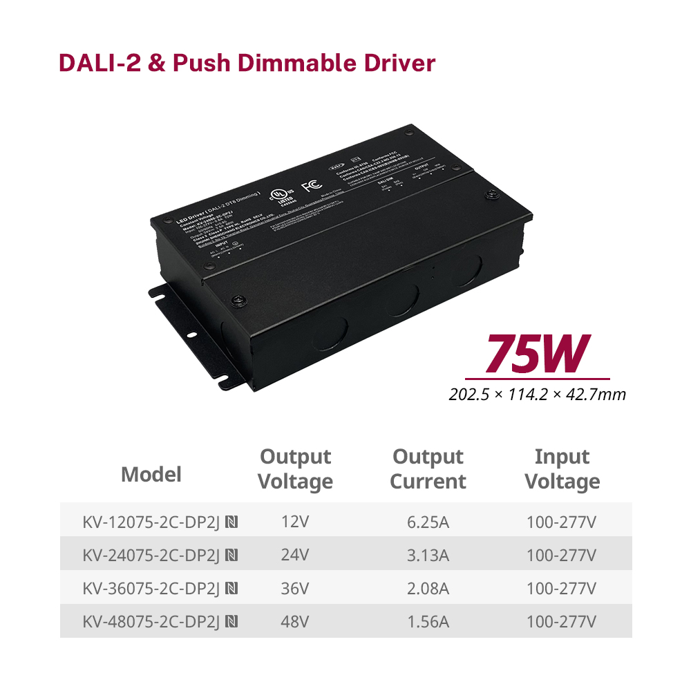DP2 60W 75W CV CCT DALI-2 Push Dimming LED Driver mei Junction Box