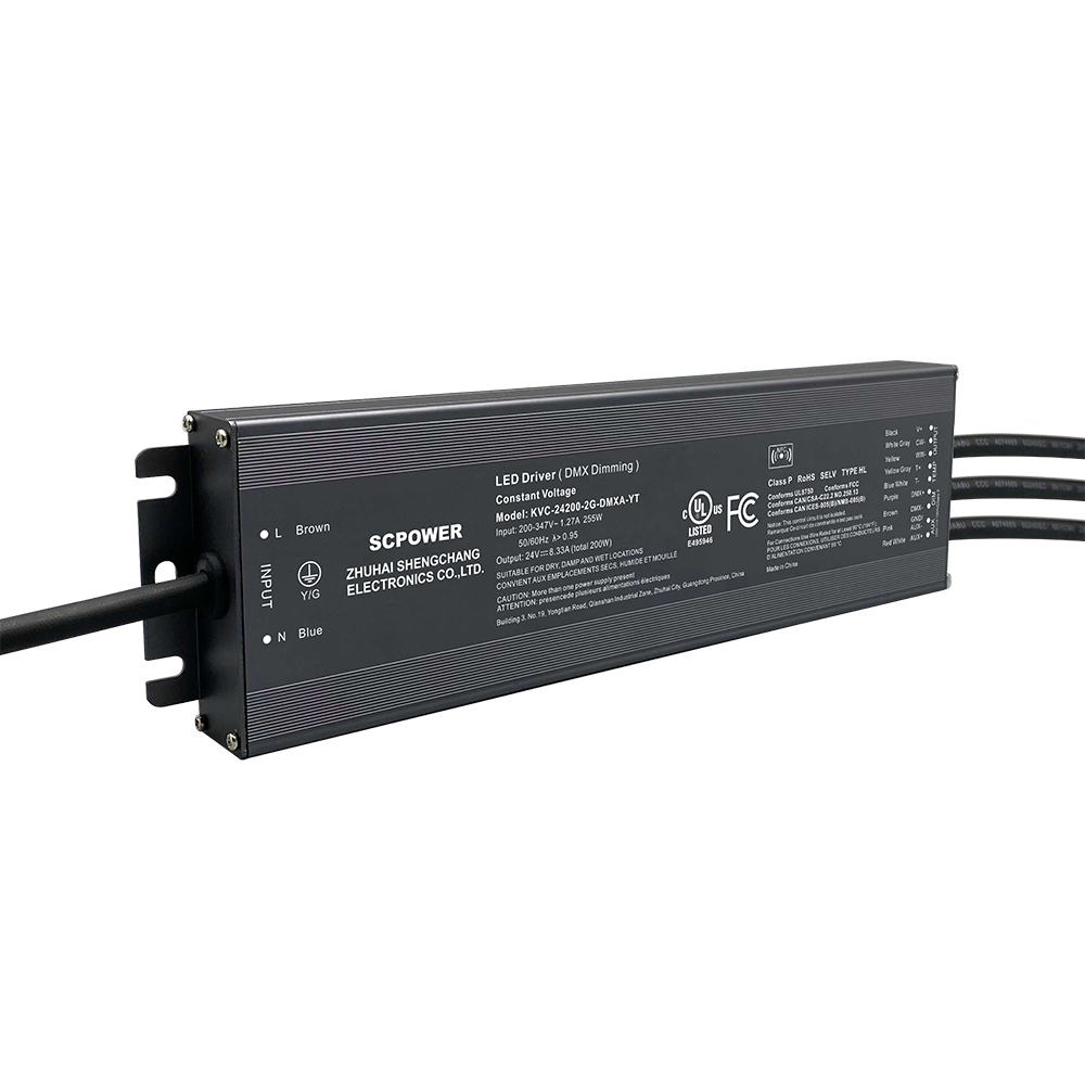 192 Вт 200 Вт CCT DMX512 Өнүгүү туруктуу чыңалуу LED драйвери 200 - 347 вольт AC