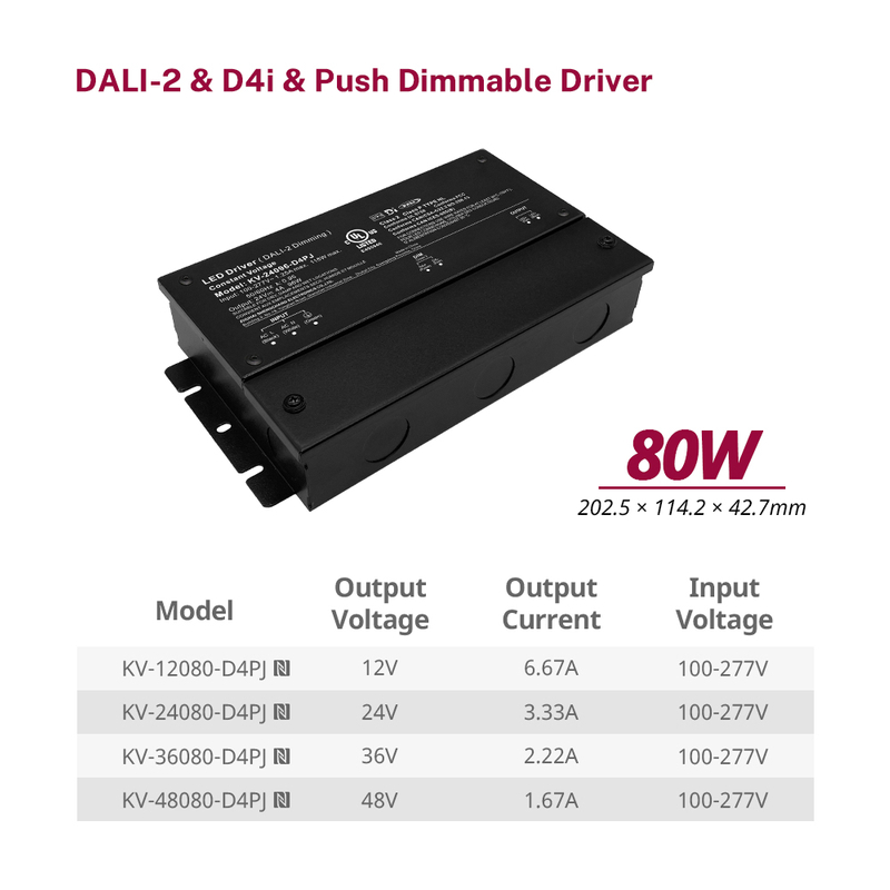 D4P 80 vatt CV Push DALI-2 D4i qovşaq qutusu ilə LED s&uuml;r&uuml;c&uuml;s&uuml;
