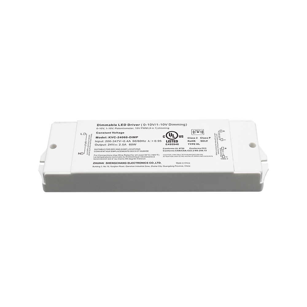 60W 0-10V Dimbar st&ouml;&eth;ug spenna LED drifb&uacute;na&eth;ur 200 -347 Volt AC