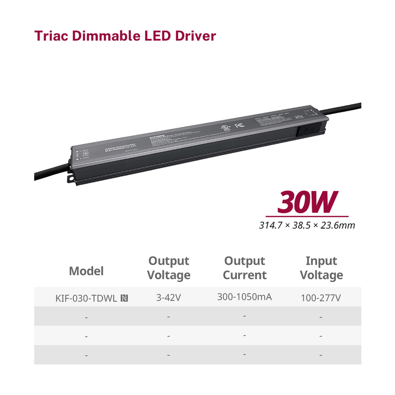30W 40W 60W CC Dim to Isti Triac Qaranlıq LED Enerji Təchizatı 100 110 120 130 277 volt ac