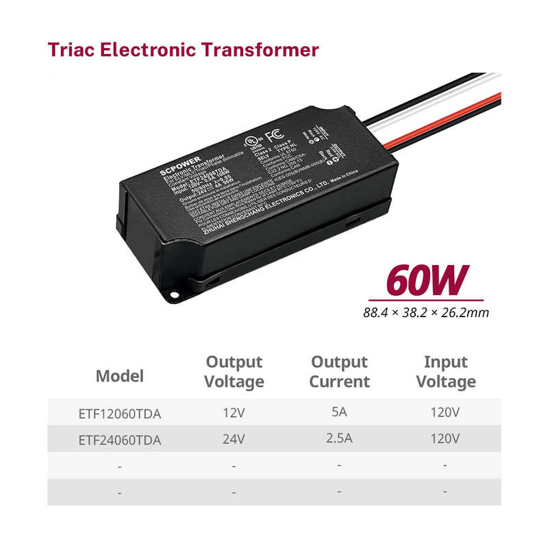 ট্ৰাইক ডিমেবল 60-96W LED ট্ৰেন্সফৰ্মাৰ