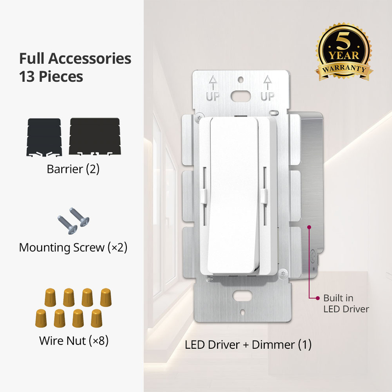 Tr&igrave;nh điều khiển CCT l&agrave;m mờ 60W 96W 120W 160W CV 2CH + Bộ điều chỉnh độ s&aacute;ng 2 trong 1 của đ&egrave;n LED chuyển mạch c&oacute; d&acirc;y