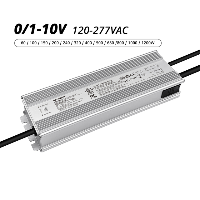 60W 100W 150W 200W 240W 320W 400W 500W 680W 800W 1000W 1200W 0-10V กลางแจ้ง LED Driver 120-277VAC