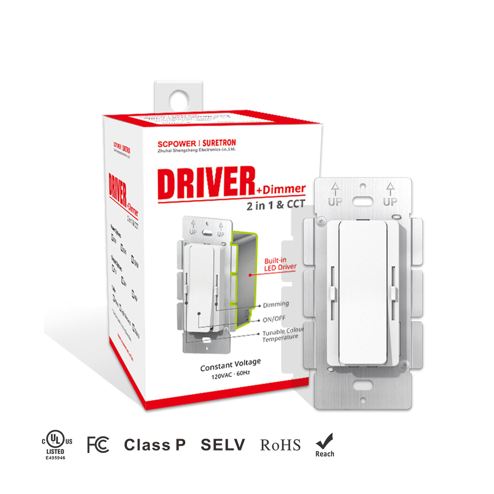 30W 60W 100 Kɔnstant Kɔrɛnt Klas2 CCT Drayva + Dima 2 in 1 Waya 2 CH Dimin Ɔl-in-Wan Led Layt