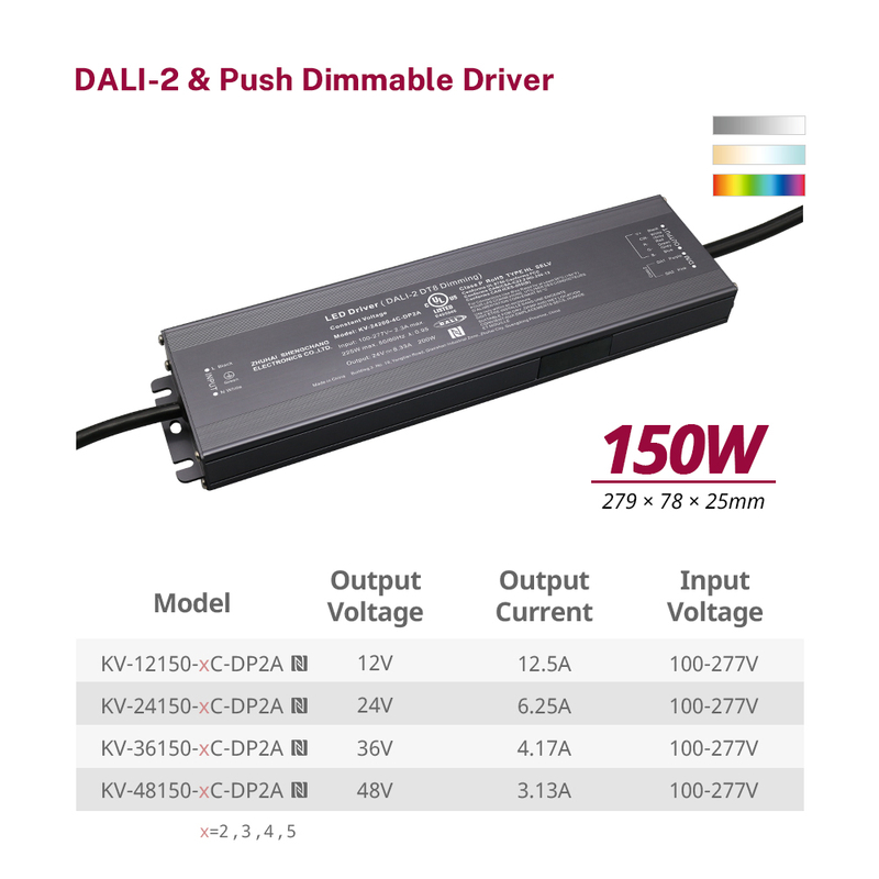 DP2 150W 200W CV RGB CW Dali-2 Driver LED dimmeble Push 1 2 3 4 5 Canali