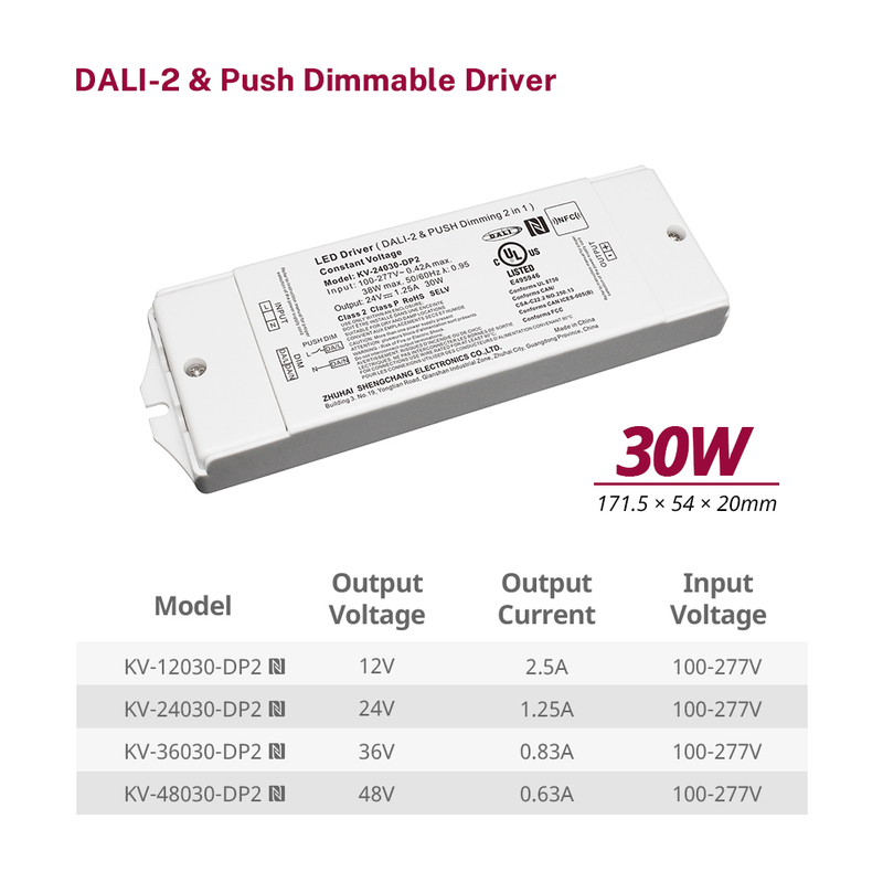 DP2 30W CV DALI 2 Push LED Driver 12 24 36 48 V