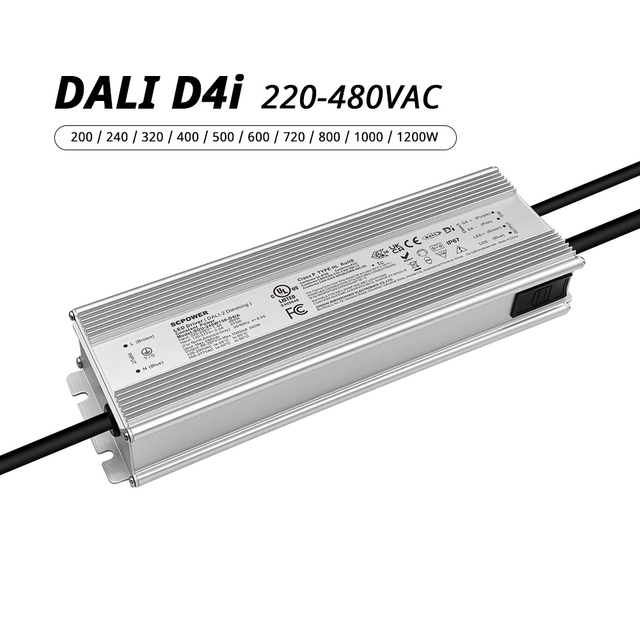 100W 150W 200W 240W 320W 400W 500W 600W 720W 800W 1200W DALI-2 D4i nieizolowany sterownik LED 220-480VAC