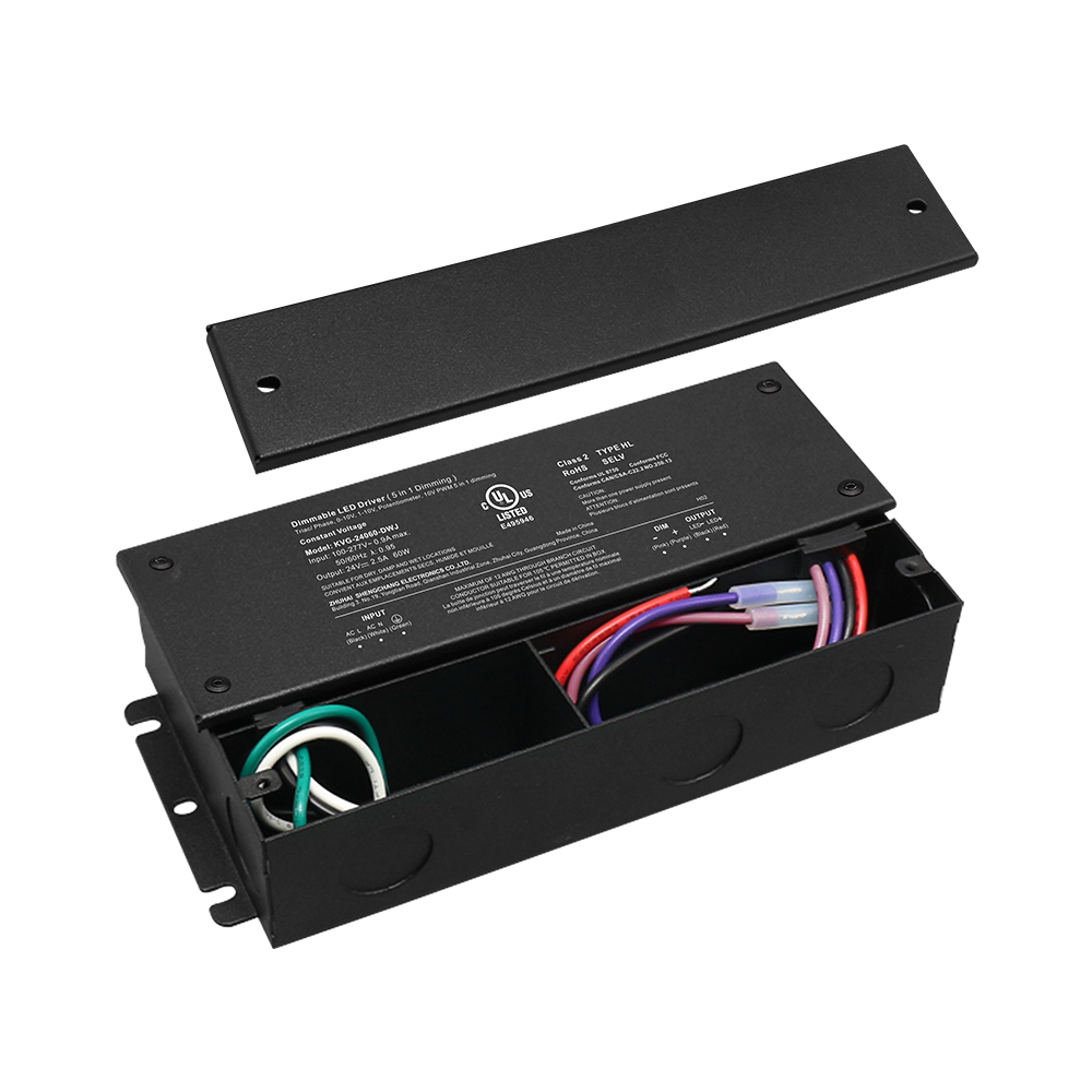 30W til 600W Triac 0-10V dobbel dimbar LED-driver CV med koblingsboks