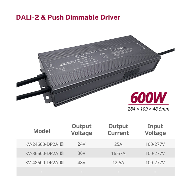 DP2 500W 600W CV DALI 2 Controlador LED regulable con pulsador para luz LED