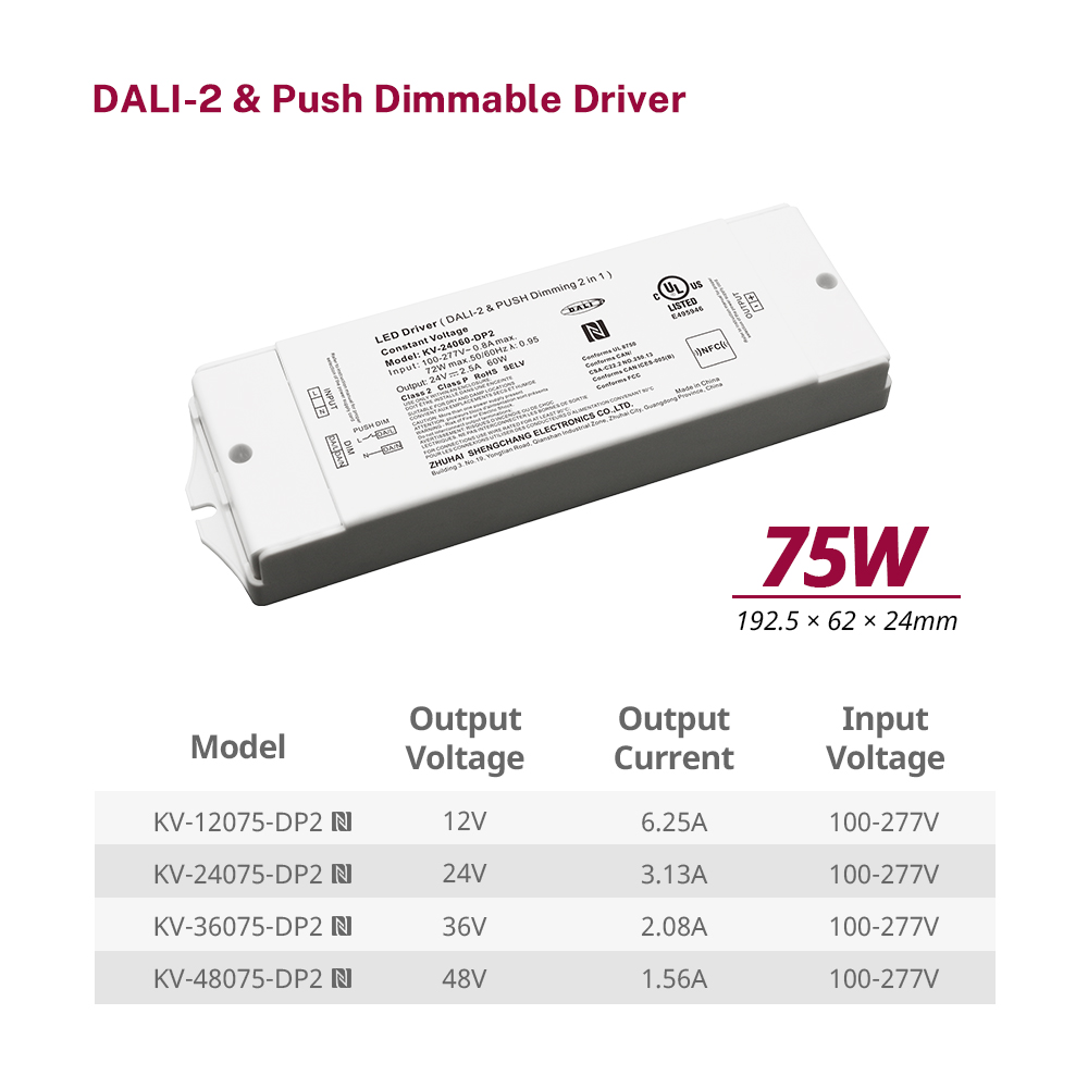 DP2 60W 75W 90W CV DALI 2 Push LED Driver para sa LED Lamp