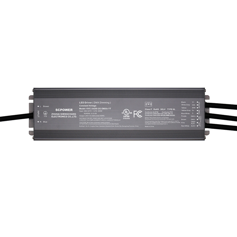 192 Вт 200 Вт CCT DMX512 Өнүгүү туруктуу чыңалуу LED драйвери 200 - 347 вольт AC