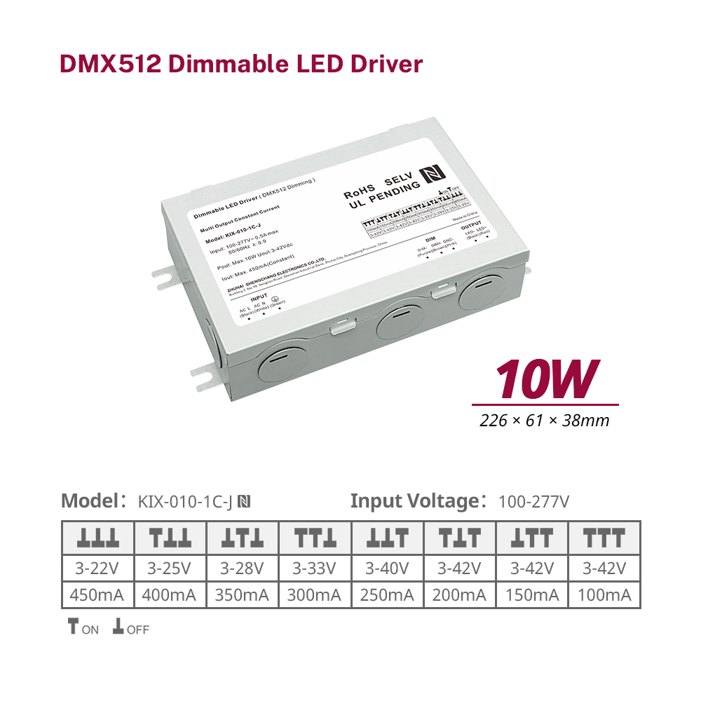 10 Вт 20 Вт 40 Вт 60 Вт Вихідний постійний струм DMX512 Світлодіодний драйвер з регулюванням яскравості