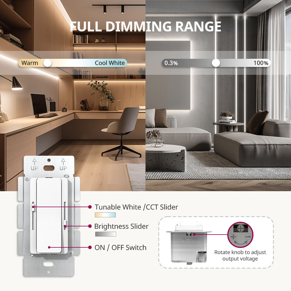 Tr&igrave;nh điều khiển CCT l&agrave;m mờ 60W 96W 120W 160W CV 2CH + Bộ điều chỉnh độ s&aacute;ng 2 trong 1 của đ&egrave;n LED chuyển mạch c&oacute; d&acirc;y