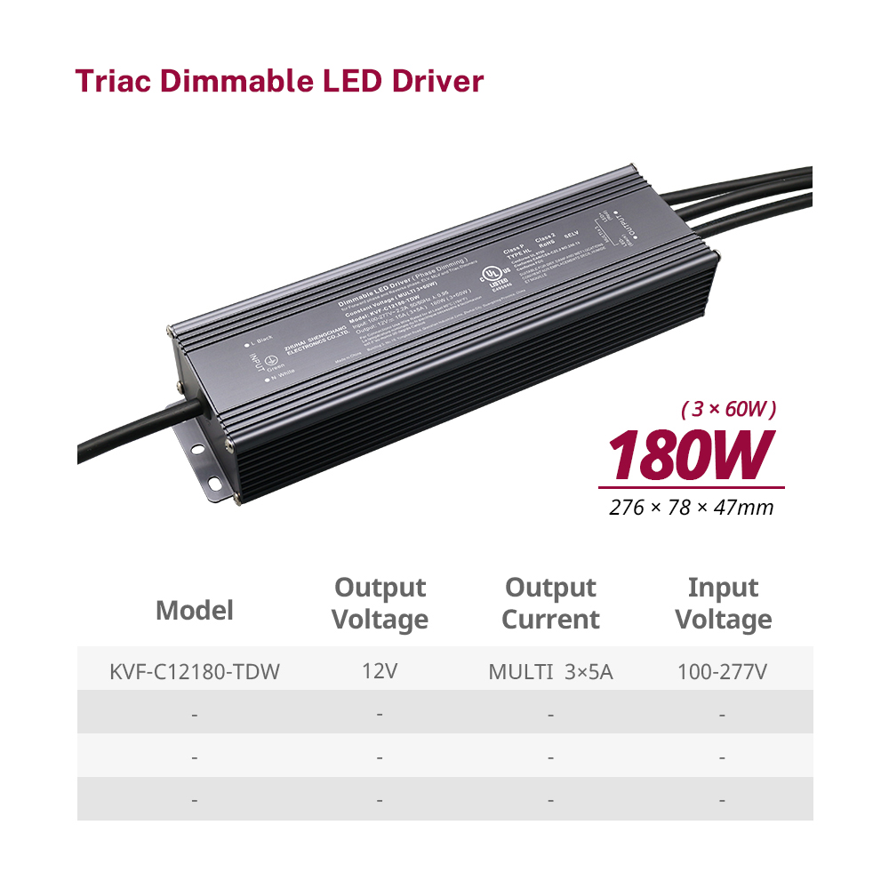 2. oszt&aacute;ly&uacute; 180 W-os Triac szab&aacute;lyozhat&oacute; LED t&aacute;pegys&eacute;g CV 110vac 120vac &eacute;s magasabb