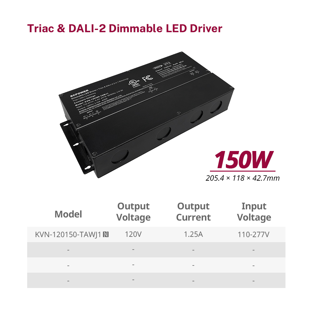 150W CV Triac DALI-2 LED Strip Napajanje 120 V 1250 5000 mA DC Vanjski