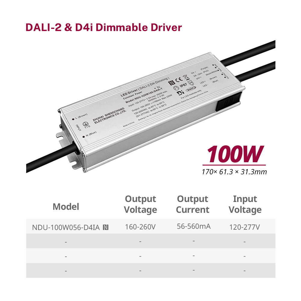 60W 100W 150W 200W 240W 320W 400W 500W 680W 800W 1000W 1200W DALI-2 D4i Controlador LED para exteriores 120-277VAC