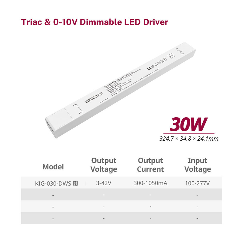 30 Вт, 40 Вт, 60 Вт, диммерный и теплый триак, 0–10 В, регулируемый драйвер CC 100, 110, 120, 130, 277 В переменного тока