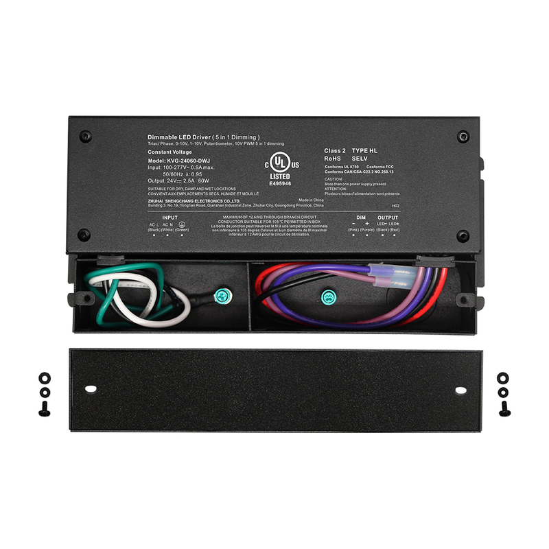 30W til 600W Triac 0-10V dobbel dimbar LED-driver CV med koblingsboks