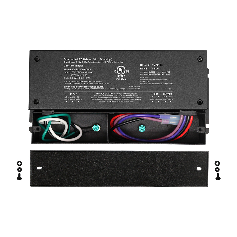 30W til 600W Triac 0-10V dobbel dimbar LED-driver CV med koblingsboks