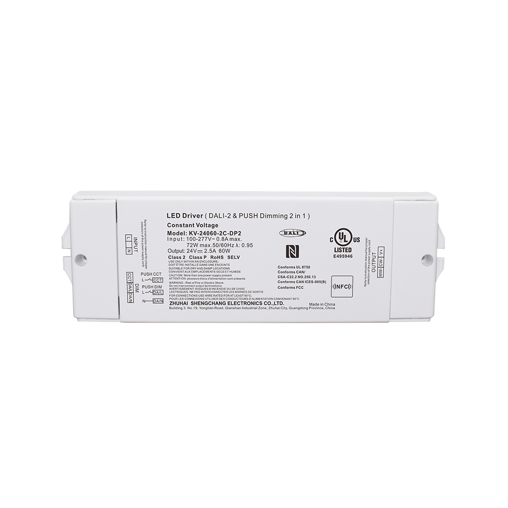 DP2 60W CV CCT DALI 2 Push D&aelig;mpbar LED-driver 12V 24V 36V 48V DC