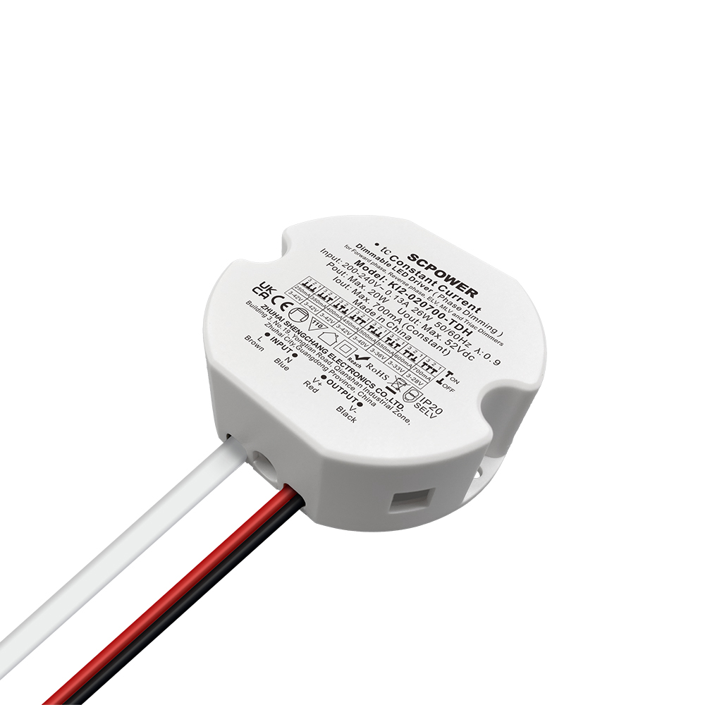 10 15 20 30 40 50 وات CC Triac محرك LED قابل للتعتيم سائق صغير مستدير من البلاستيك لتركيبات LED الحالية للتعديل