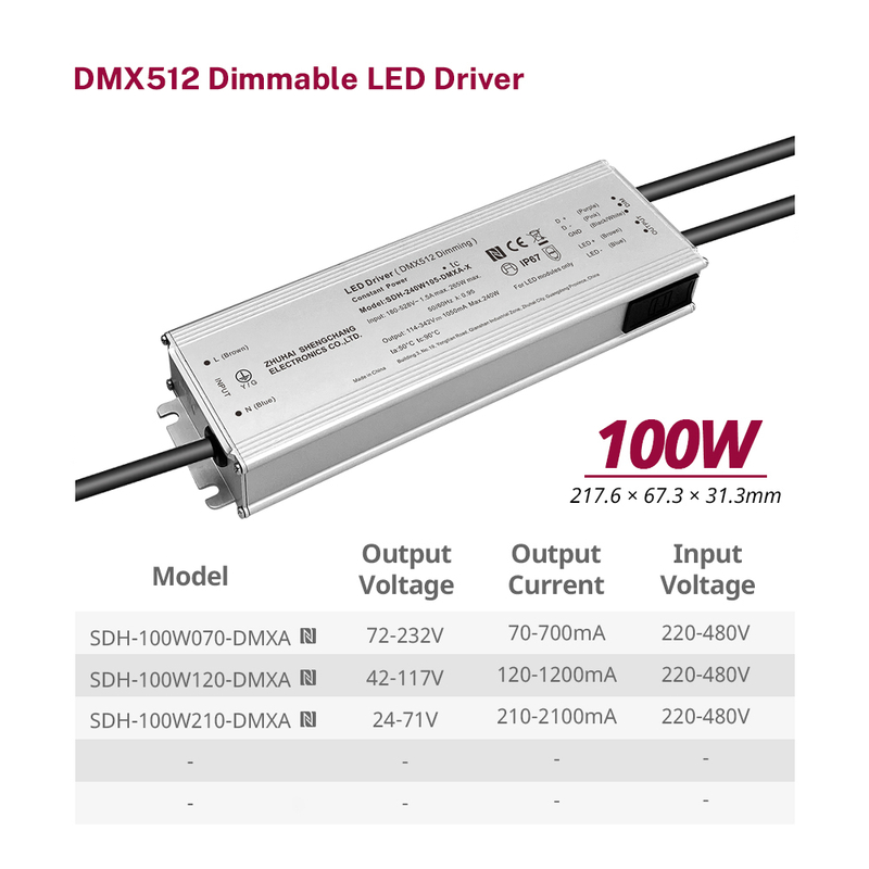 100W 150W 200W 240W 320W 480W 600W 800W DMX isol&eacute;iert LED Driver 220-480V AC