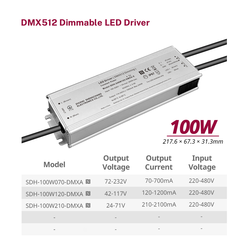 100W 150W 200W 240W 320W 480W 600W 800W DMX isol&eacute;iert LED Driver 220-480V AC