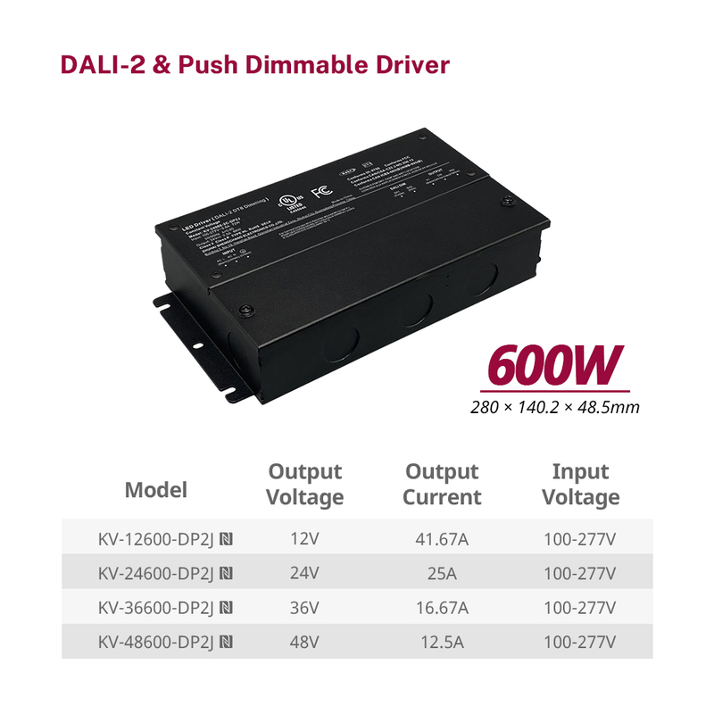 DP2 600W CV DALI-2 Push Dimming LED Ddereeva nga alina Junction Box