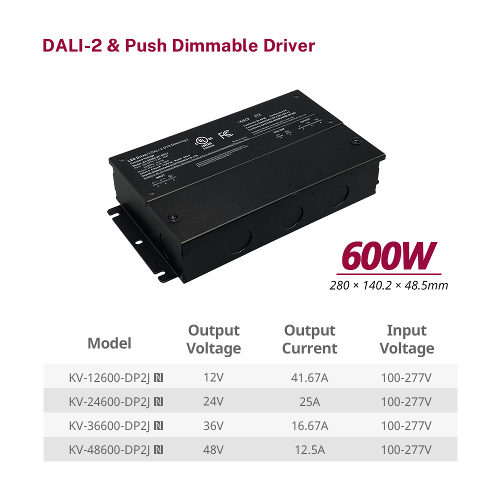 DP2 600W CV DALI-2 Push Dimming LED Ddereeva nga alina Junction Box