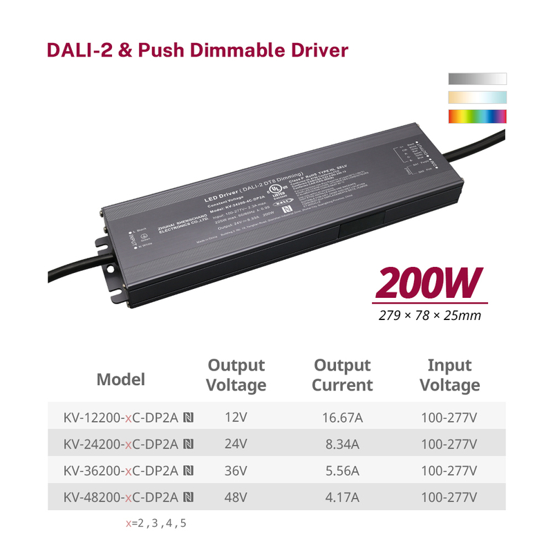 DP2 150W 200W CV RGB CW DALI-2 PUSH DIMMABLE LED-illesztőprogram 1 2 3 4 5 csatornák