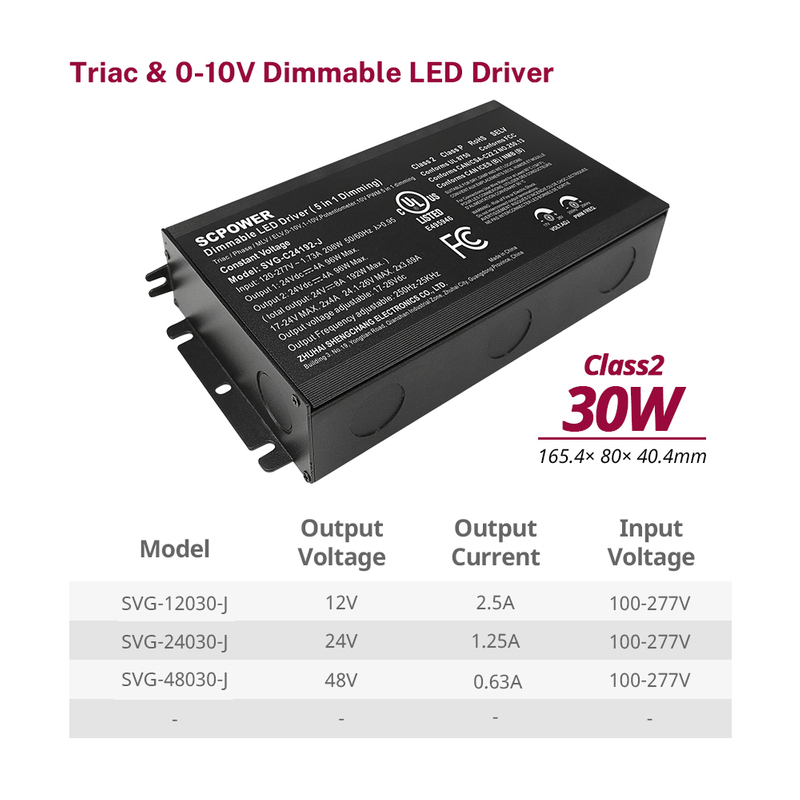 30W 60W 80W 96W 120W 150W 192W 200W 288W 300W 500W 600W CV สกรูฟรีในตัวกล่อง Triac Dimming Driver 0-10V 12V 24V 48V