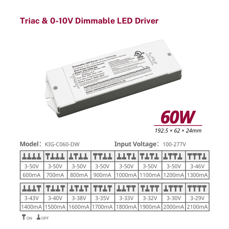 10W 20W 40W 60W Triac 0-10V LED LED có thể điều khiển CC 100-277V