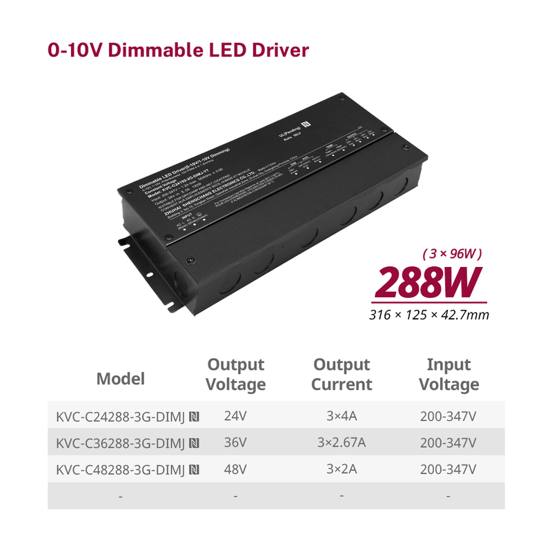 288W 300W 0-10V RGB AC 200V 347V ukatxa 12V 24V 36V 48V DC Tensi&oacute;n Constante Programable LED Conductores Impermeable