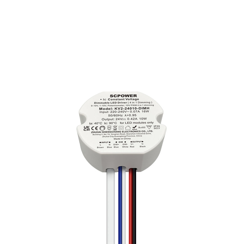 10 15 20 25 30 40 W Stałe napięcie 0-10 V 1-10 V 4 w 1 Ściemnialny sterownik LED PWM Wyjście Okrągły kształt