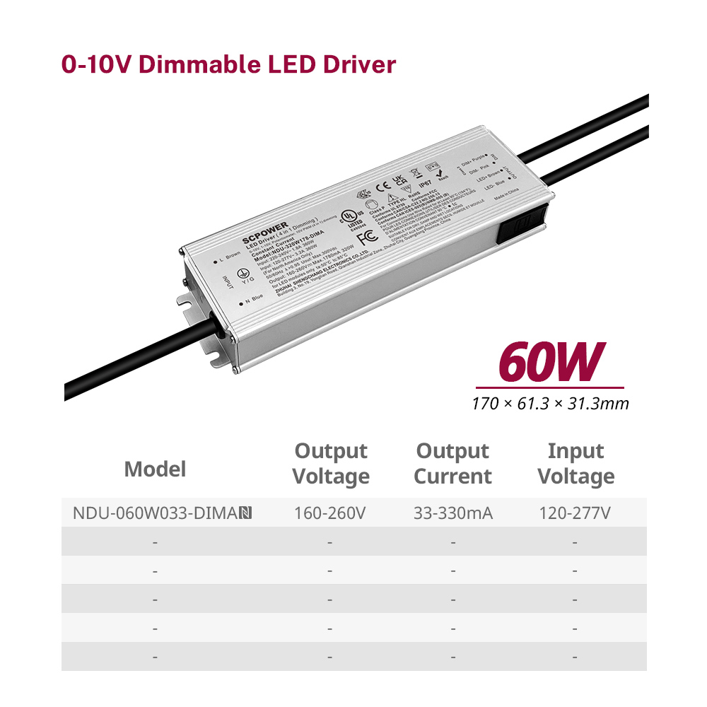 60 W 100 W 150 W 200 W 240 W 320 W 400 W 500 W 680 W 800 W 1000 W 1200 W 0–10 V Outdoor-LED-Treiber 120–277 VAC