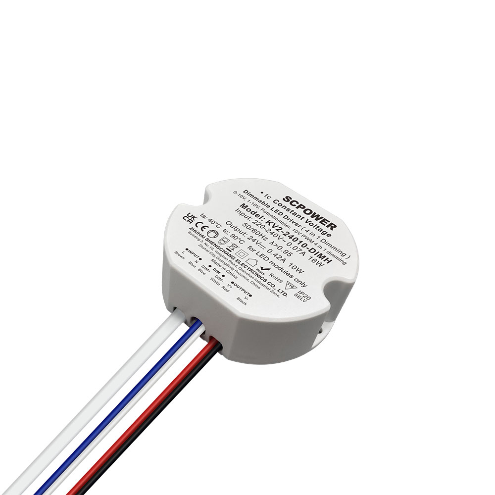 10 15 20 25 30 40 Watts Voltaje constante 0-10V 1-10V 4 en 1 Controlador LED regulable Salida PWM Forma redonda