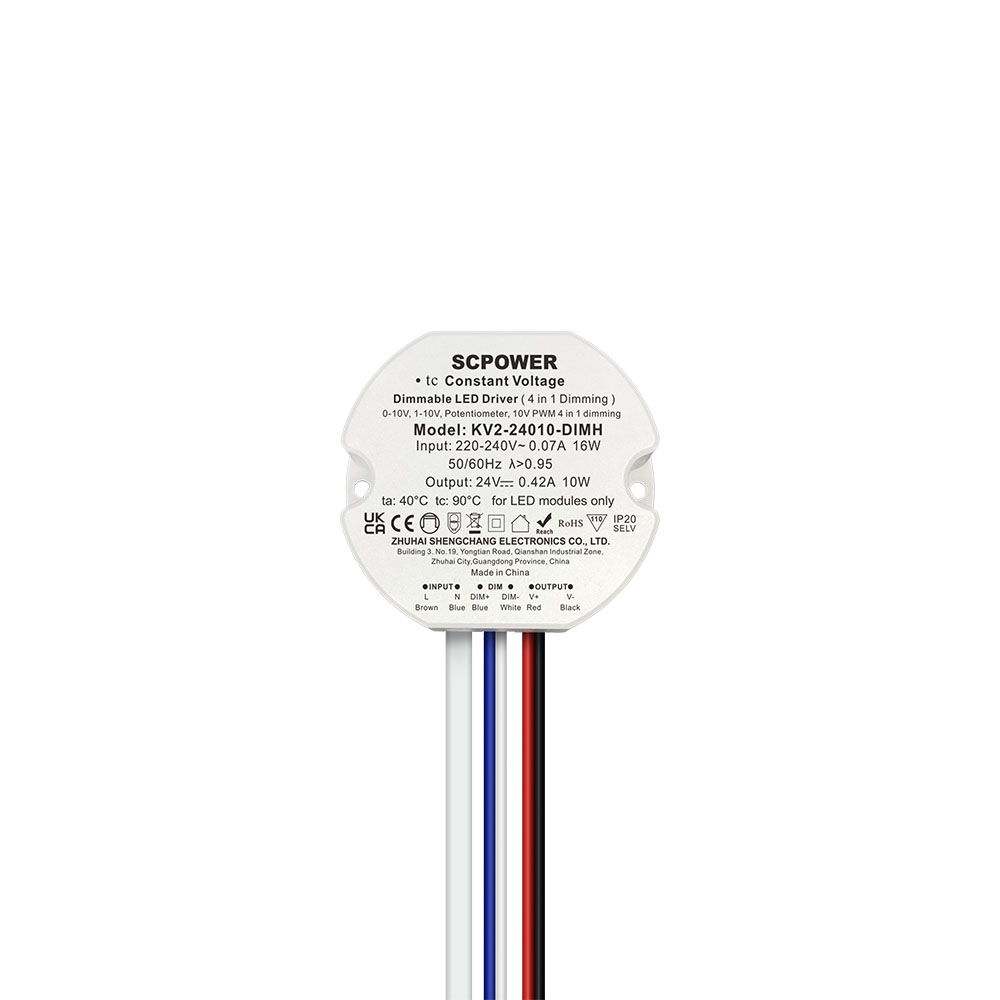 10 15 20 25 30 40 W Stałe napięcie 0-10 V 1-10 V 4 w 1 Ściemnialny sterownik LED PWM Wyjście Okrągły kształt